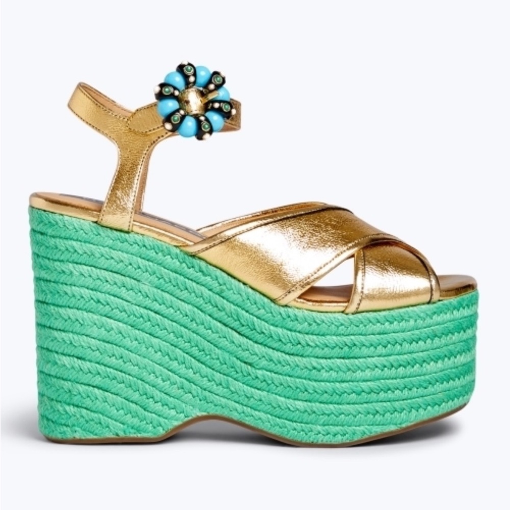 Marc Jacobs Gold and Turquoise Wedges size 37